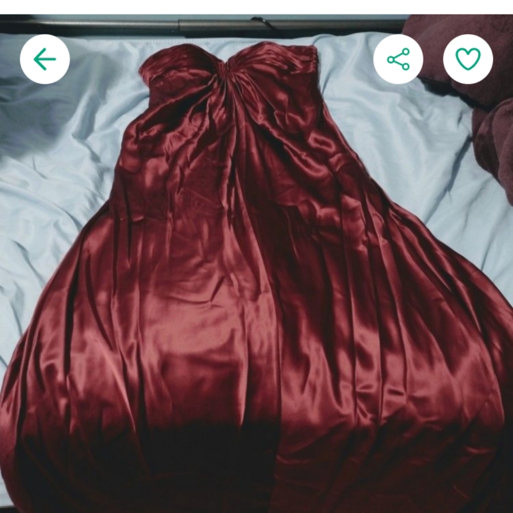 Like New Beautiful Ruby Colored Strapless Long Dr… - image 7